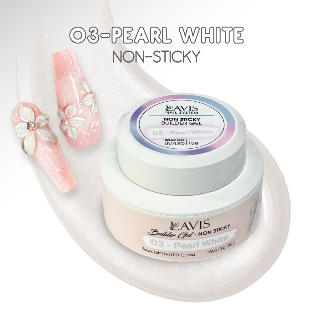 LAVIS Builder Gel Jar Non Sticky - 03 Pearl White 15g