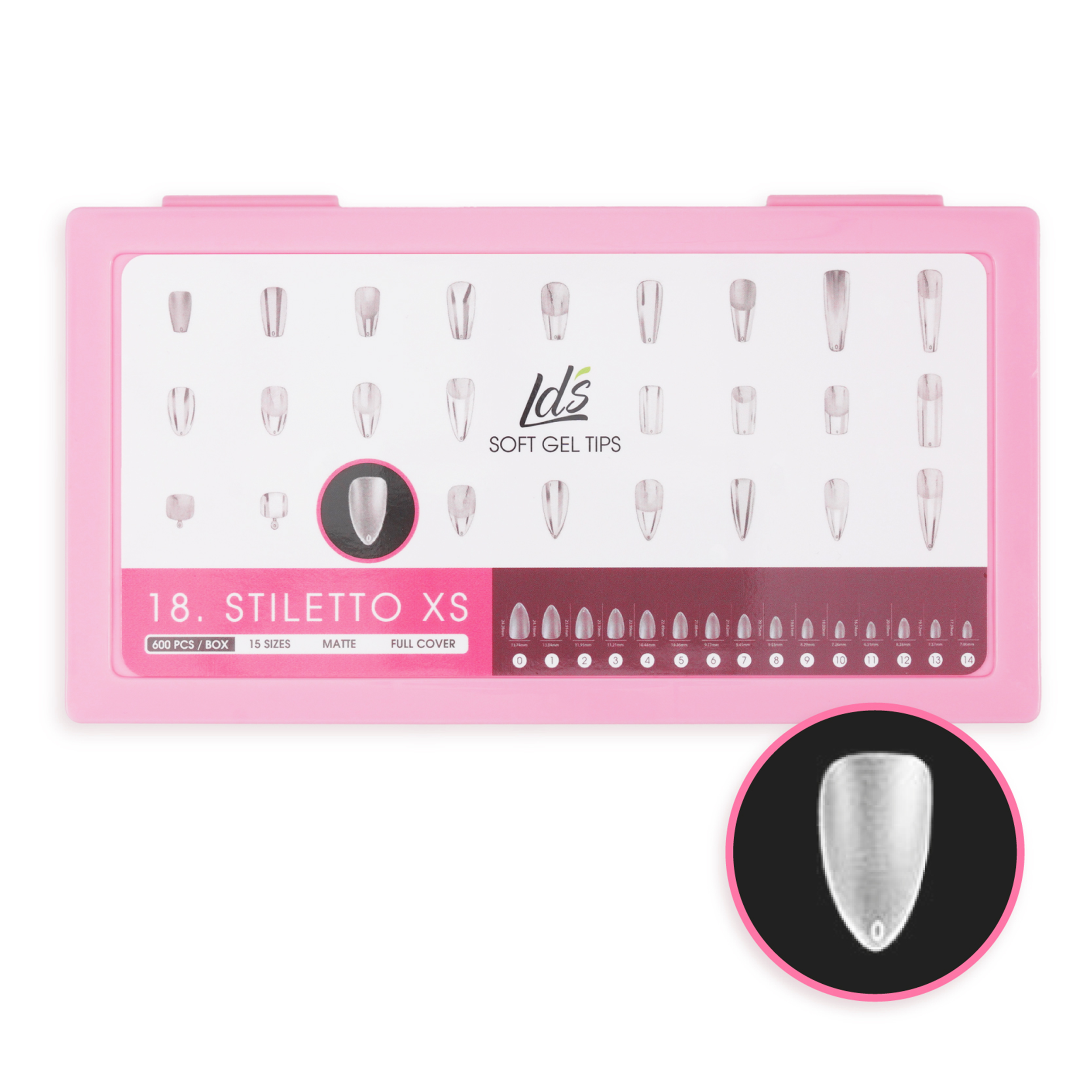 LDS XS Stiletto Soft Gel Nail Tips 18, Matte – SNS Nails