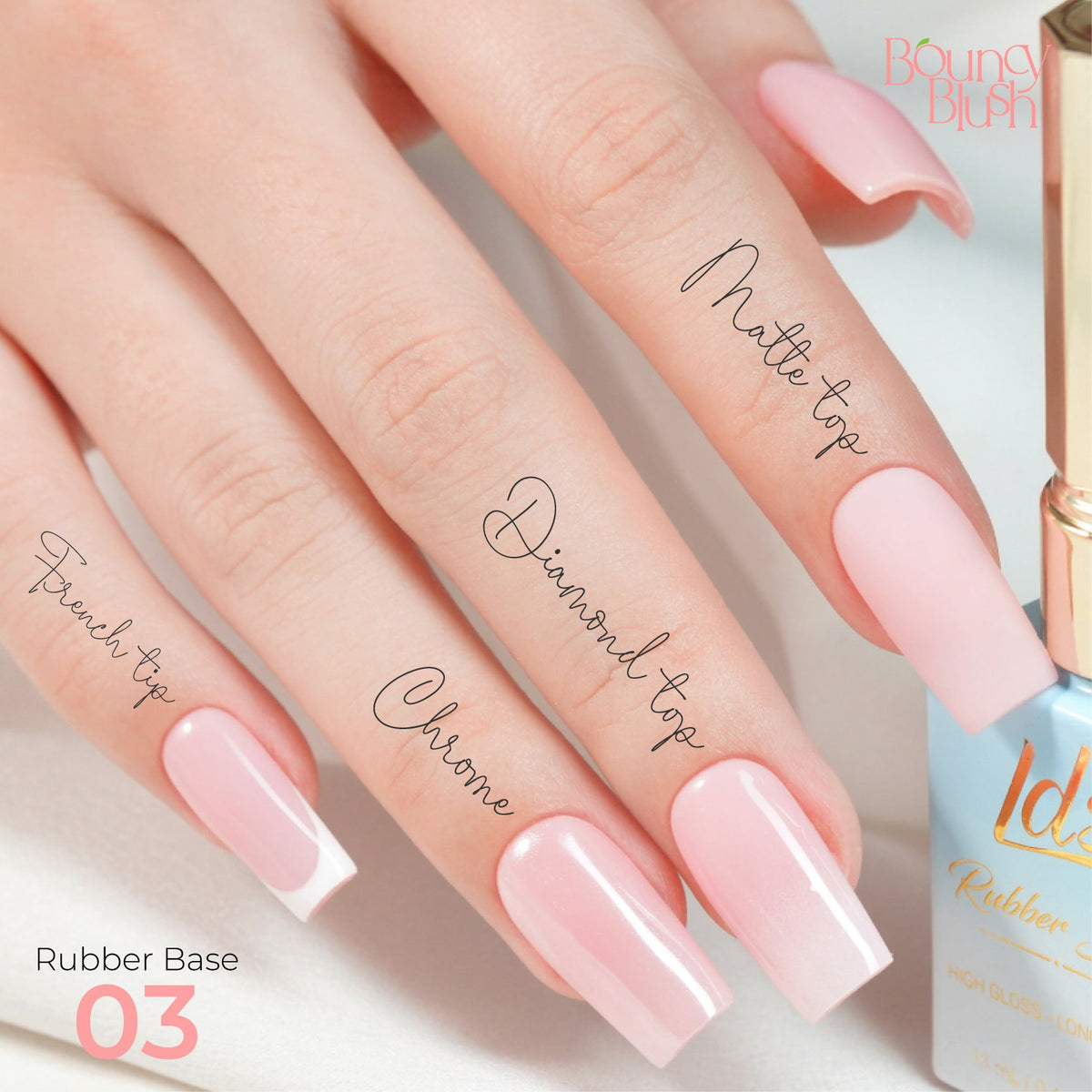 LDS Rubber Base Gel - RB-03 - GEL POLISH 0.5 OZ - Bouncy Blush Collection