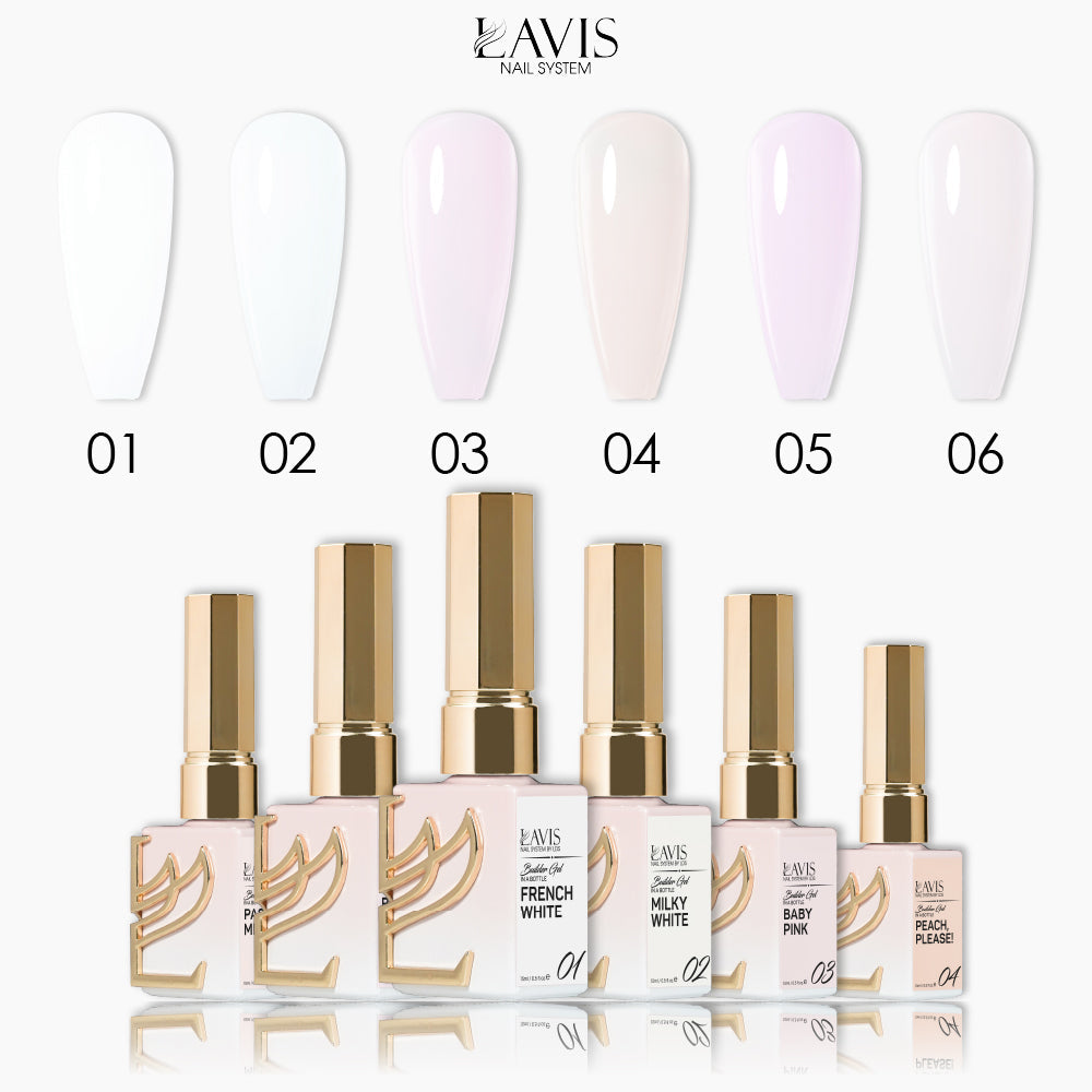 LAVIS Builder Gel In The Bottle - Set 6 Colors (B01 - B06) - Gel Polish 15ml by LAVIS NAILS sold by DTK Nail Supply