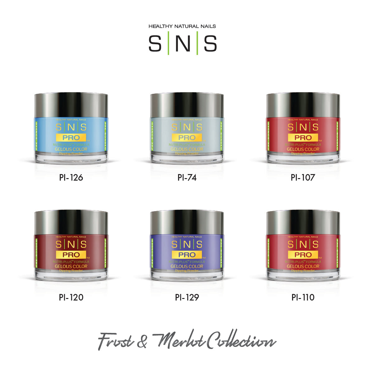 SNS Frost and Merlot - 6 Colors Collection - Dip/Acrylic Powder  by Signature Nail System SNS Nails USA