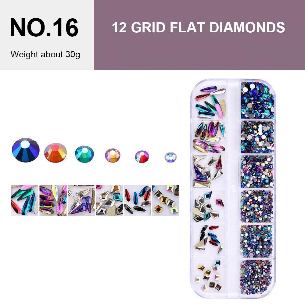  12 Grids Flat Diamonds Rhinestones for Nails Design #16 by Rhinestones sold by DTK Nail Supply