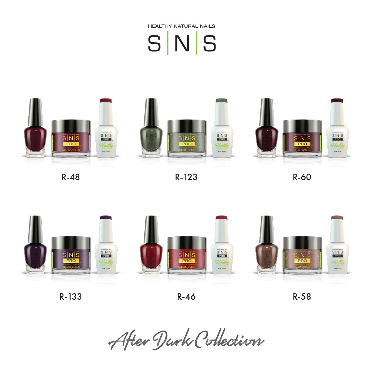 SNS After Dark - 6 Colors Collection - 4in1 by Signature Nail System SNS Nails USA