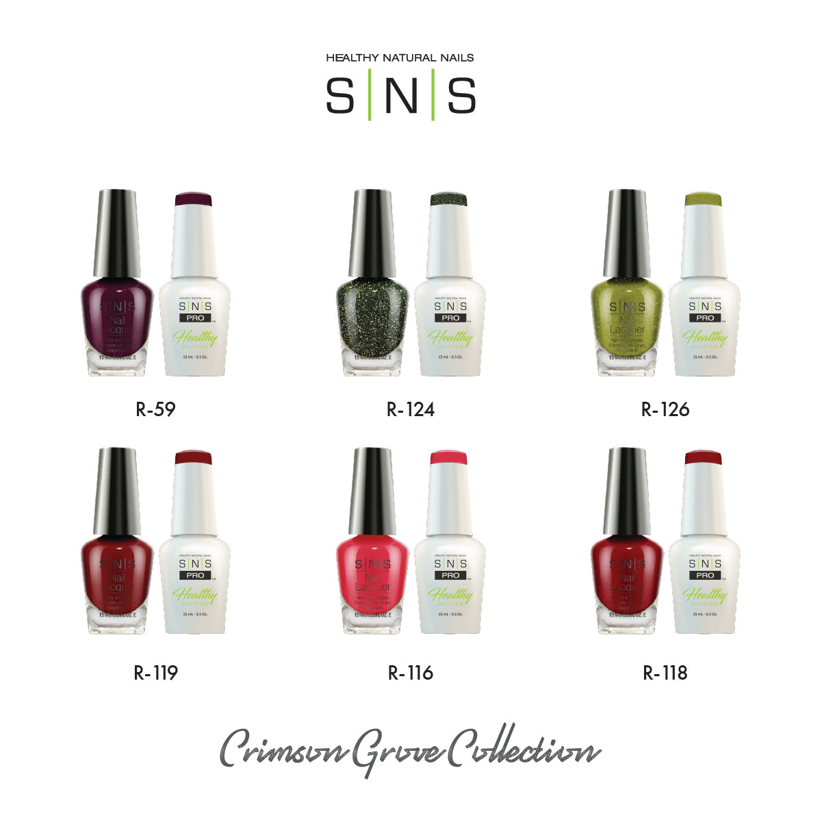 SNS Crimson Grove - 6 Colors Collection - Gel & Lacquer Duo by Signature Nail System SNS Nails USA