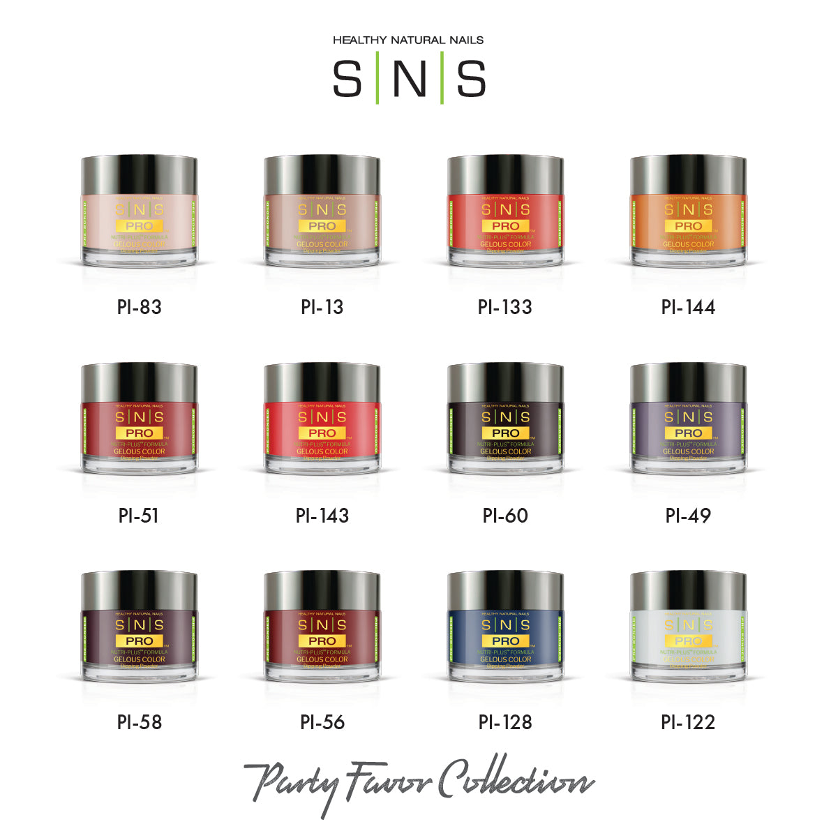 SNS Party Favor - 12 Colors Collection - Dip/Acrylic Powder  by Signature Nail System SNS Nails USA