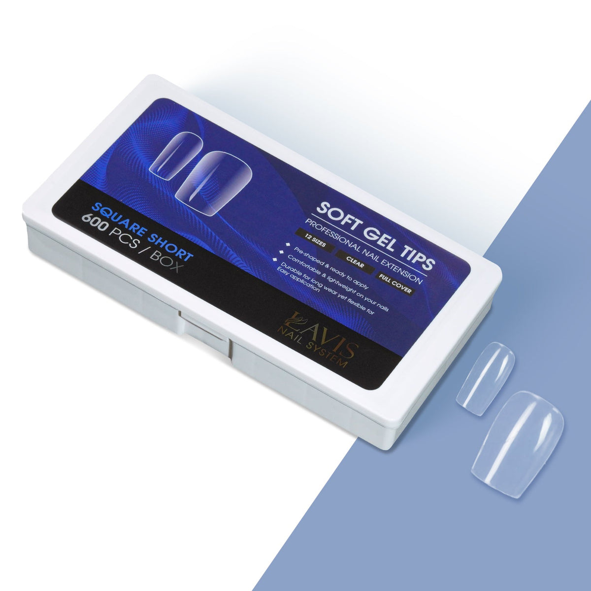 LAVIS Square Short - 12 Sizes Clear - Soft Gel Tips