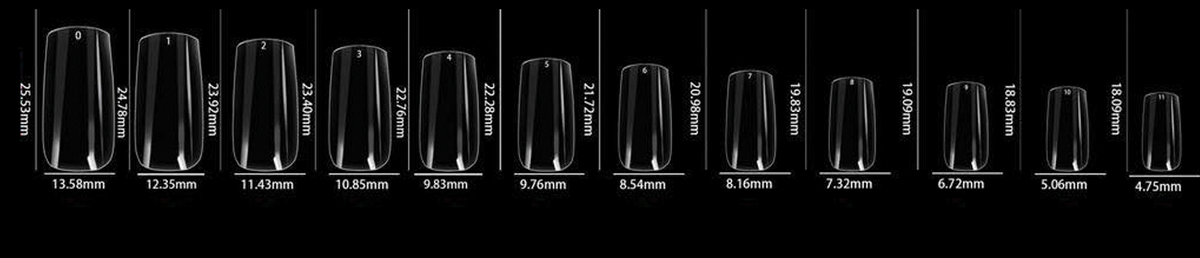 LDS - 15 Square Medium Clear Nail Tips (Full Cover)