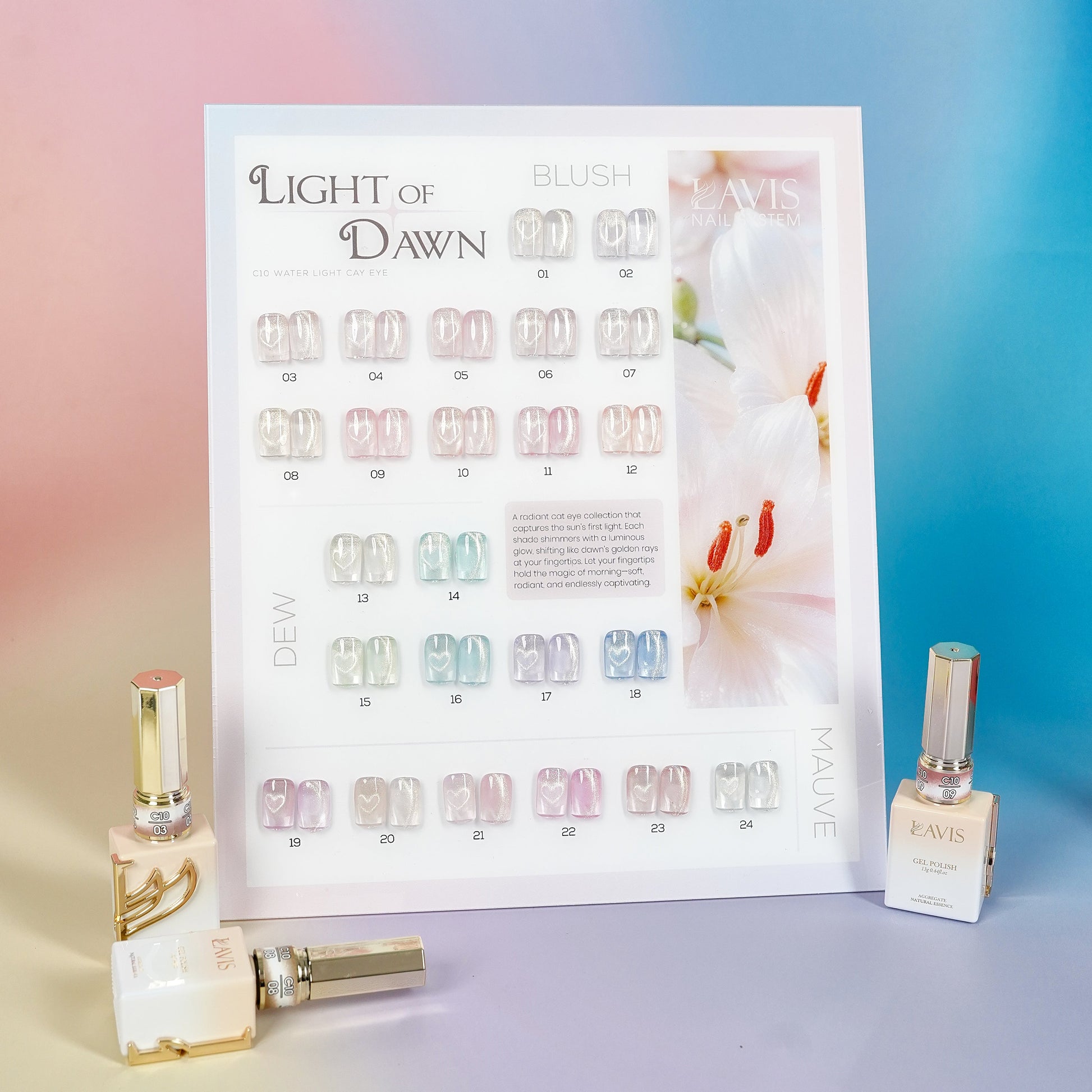 LAVIS C10 - Set 24 Colors - Gel Polish 0.5 oz - Light of Dawn Collection