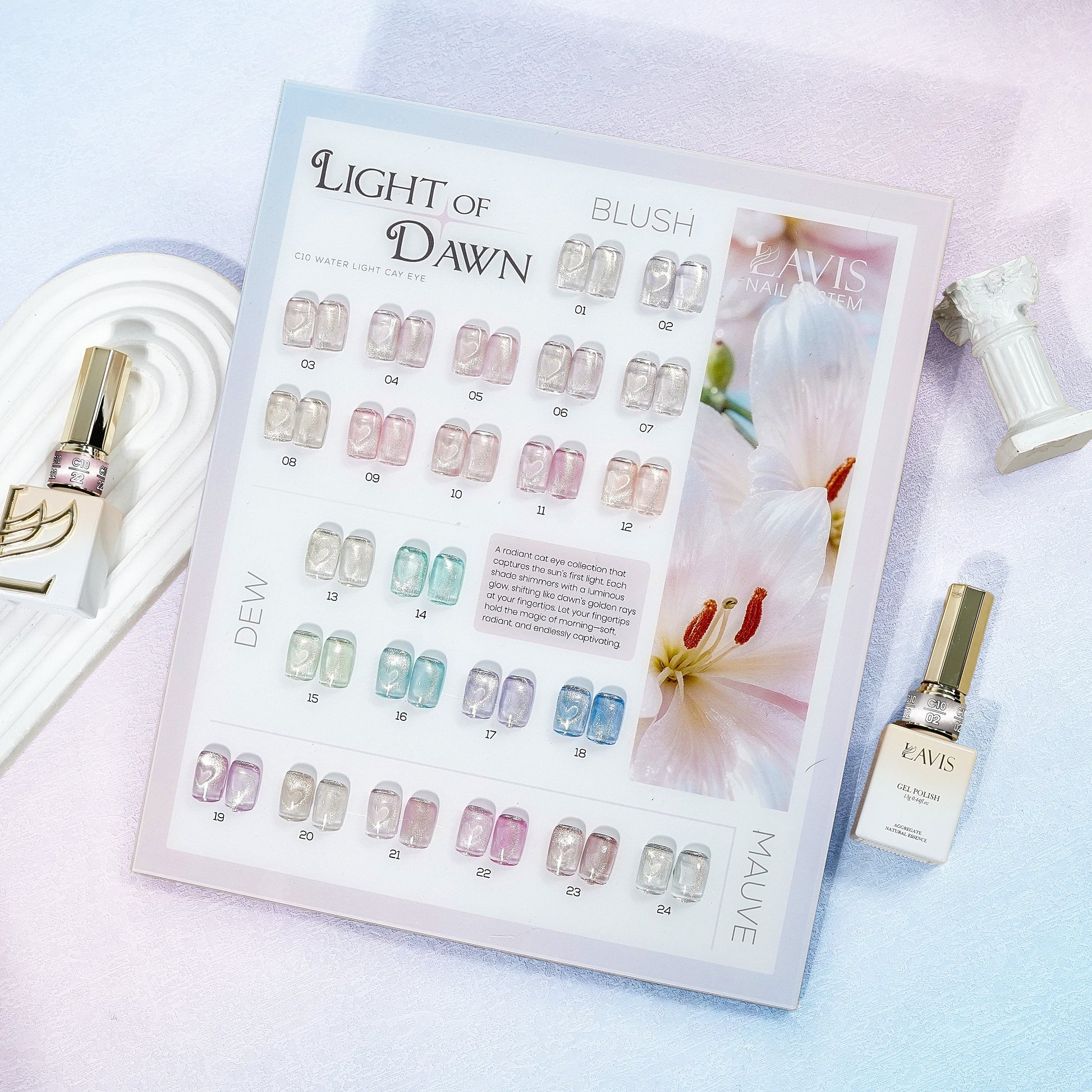 LAVIS C10 - Set 24 Colors - Gel Polish 0.5 oz - Light of Dawn Collection