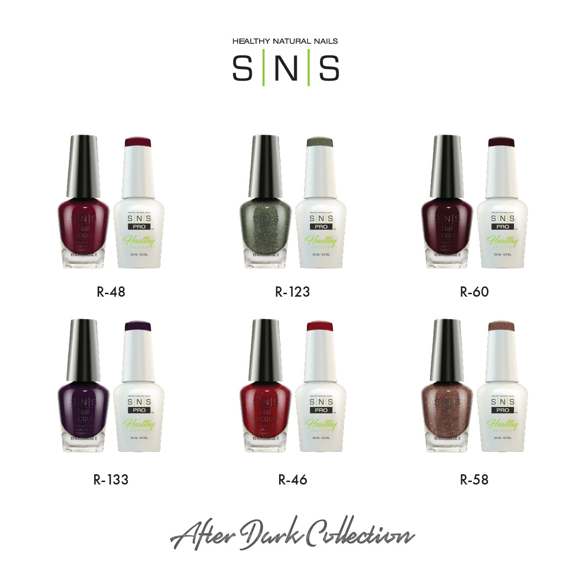 SNS After Dark - 6 Colors Collection - Gel & Lacquer Duo by Signature Nail System SNS Nails USA