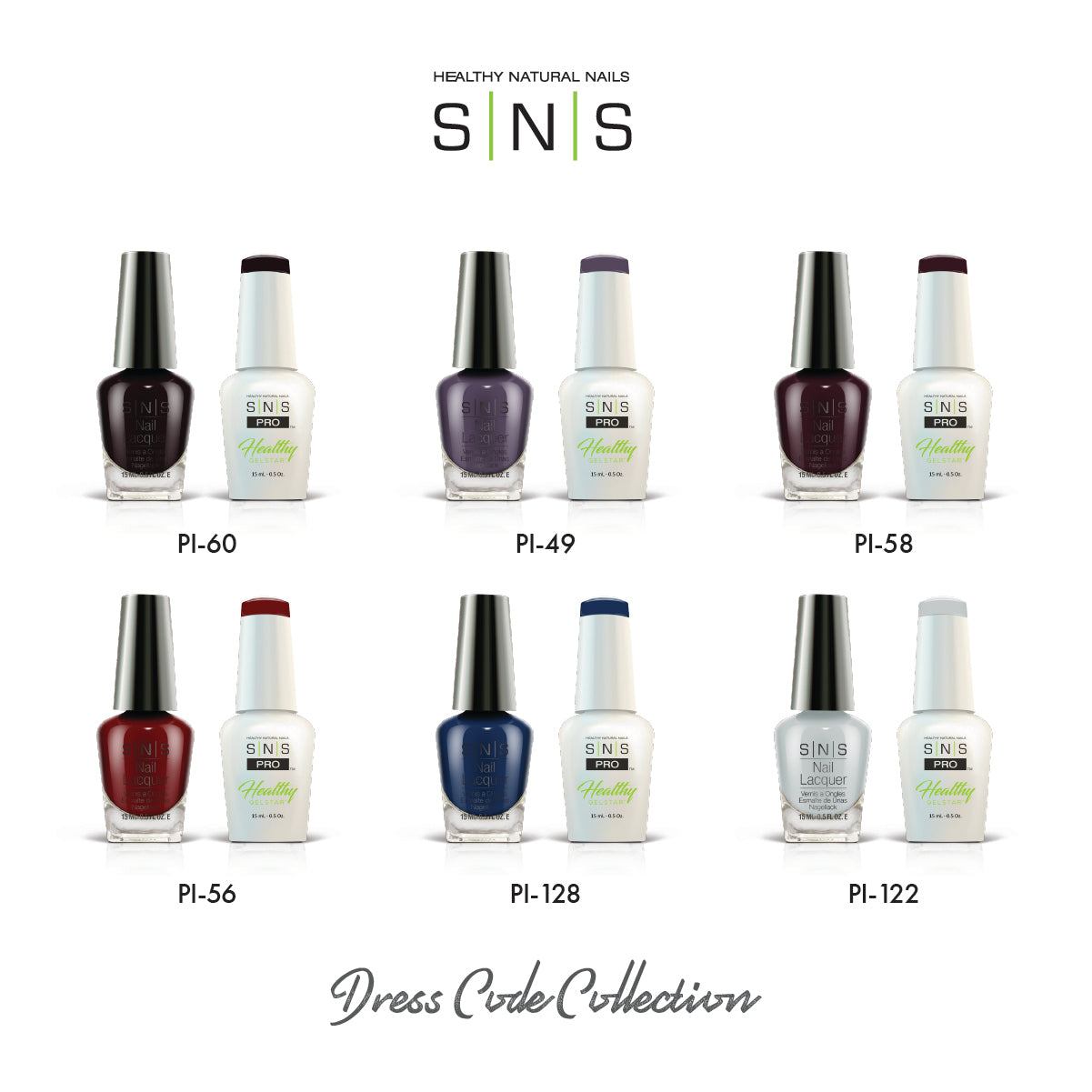 SNS Dress Code - 6 Colors Collection - Gel & Lacquer Duo by Signature Nail System SNS Nails USA