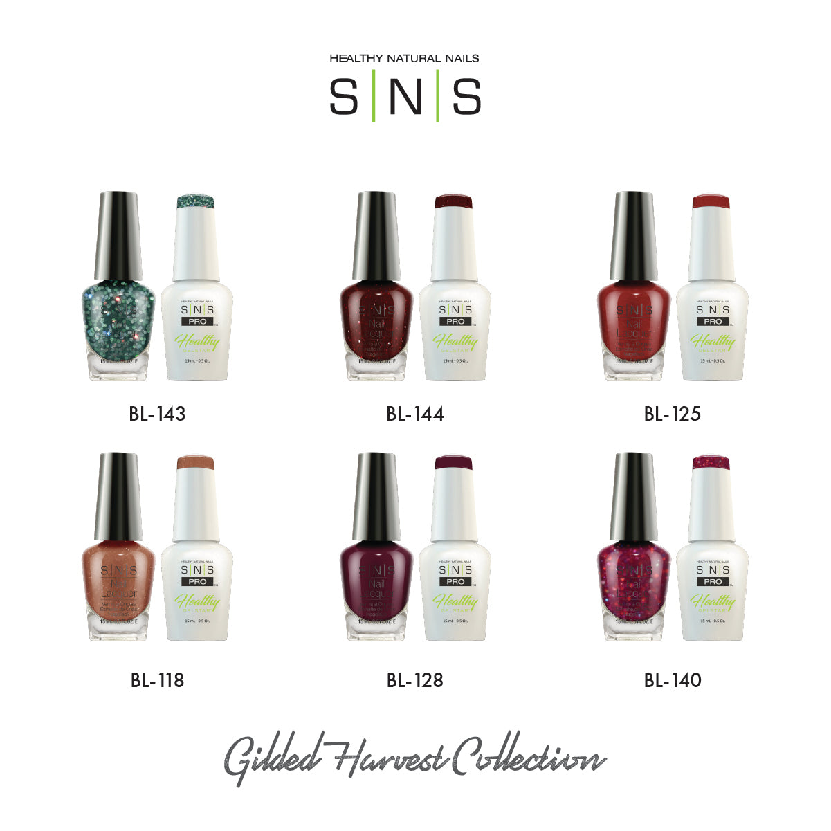 SNS Gilded Harvest - 6 Colors Collection - Gel & Lacquer Duo by Signature Nail System SNS Nails USA