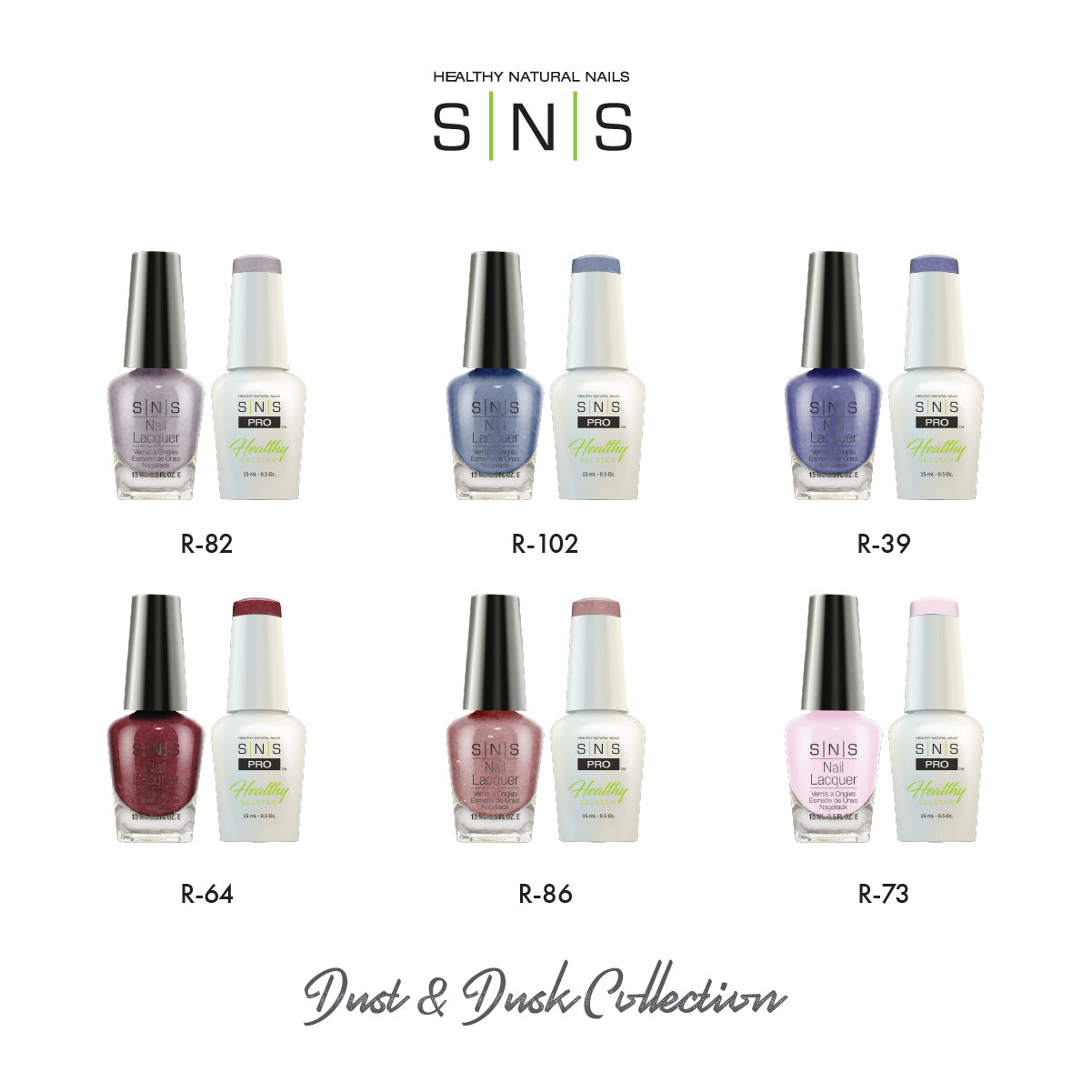 SNS Dust and Dusk - 6 Colors Collection - Gel & Lacquer Duo by Signature Nail System SNS Nails USA