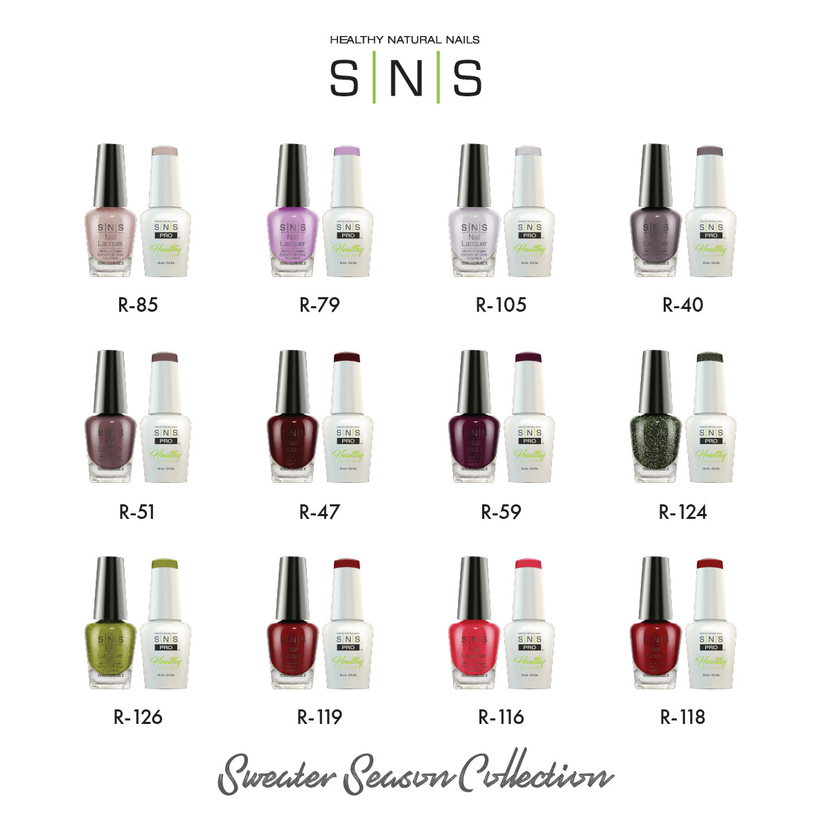 SNS Sweater Season - 12 Colors Collection - Gel & Lacquer Duo by Signature Nail System SNS Nails USA