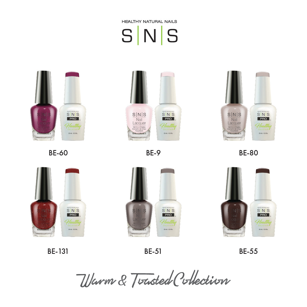 SNS Warm And Toasted - 6 Colors Collection - Gel & Lacquer Duo by Signature Nail System SNS Nails USA