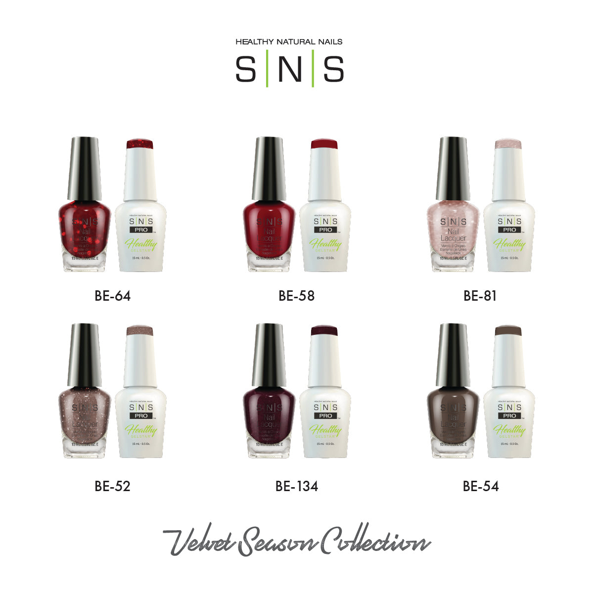 SNS Velvet Season - 6 Colors Collection - Gel & Lacquer Duo by Signature Nail System SNS Nails USA