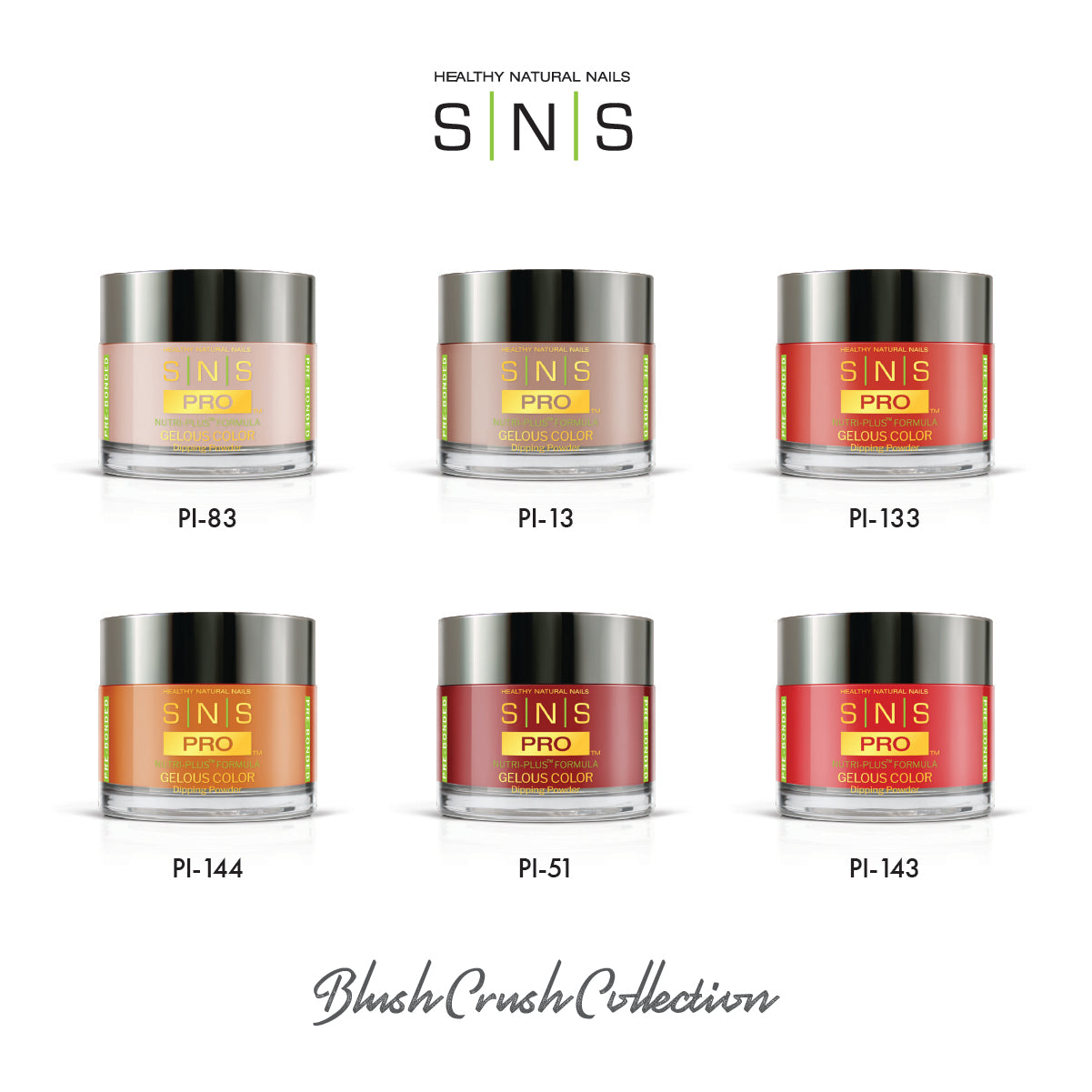 SNS Blush Crush - 6 Colors Collection - Dip/Acrylic Powder  by Signature Nail System SNS Nails USA