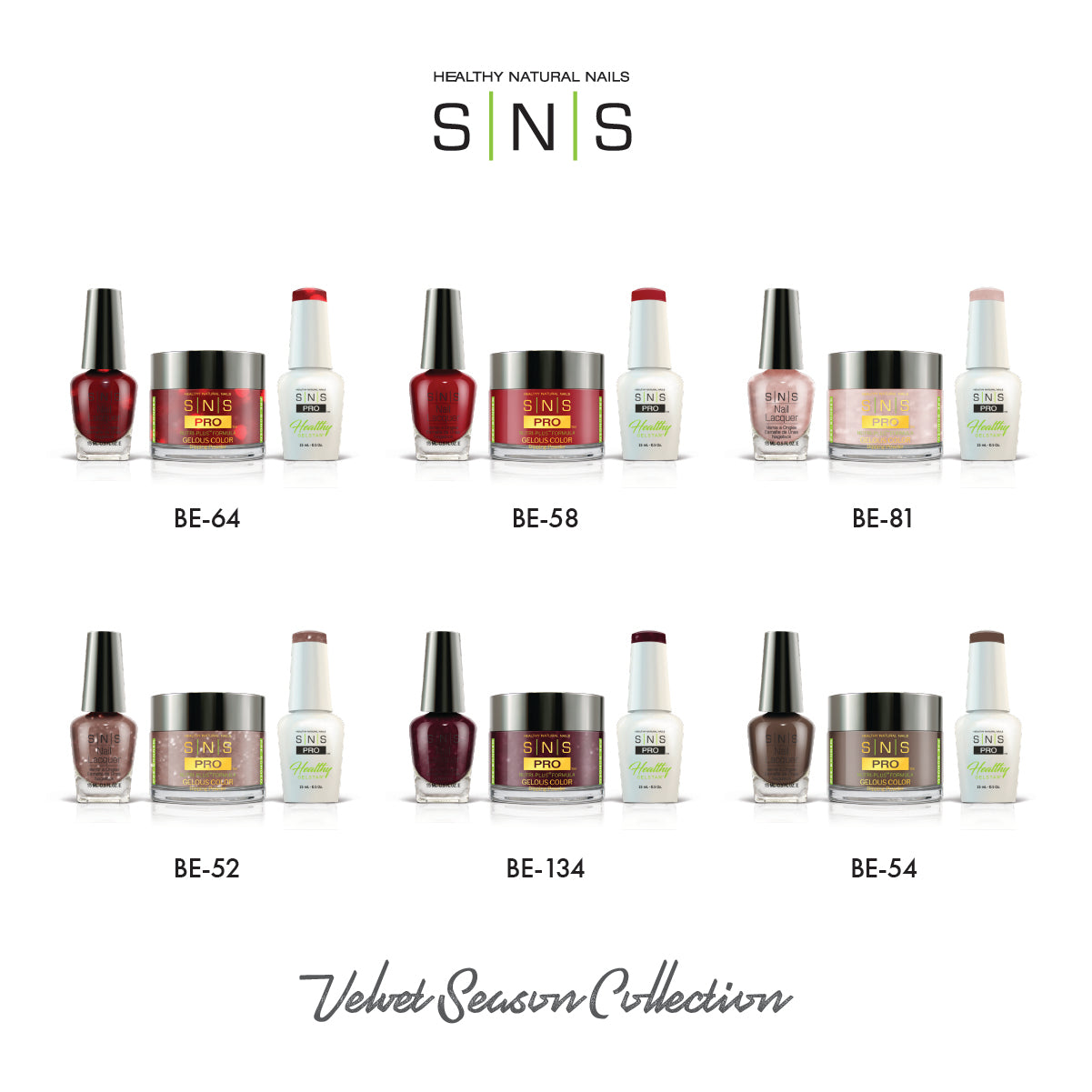 SNS Velvet Season - 6 Colors Collection - 4in1 by Signature Nail System SNS Nails USA