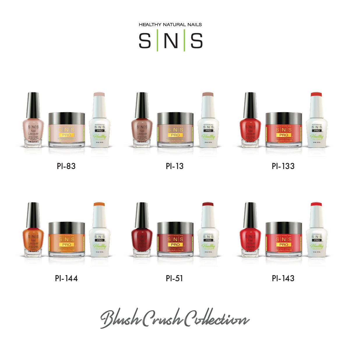 SNS Blush Crush - 6 Colors Collection - 4in1 by Signature Nail System SNS Nails USA