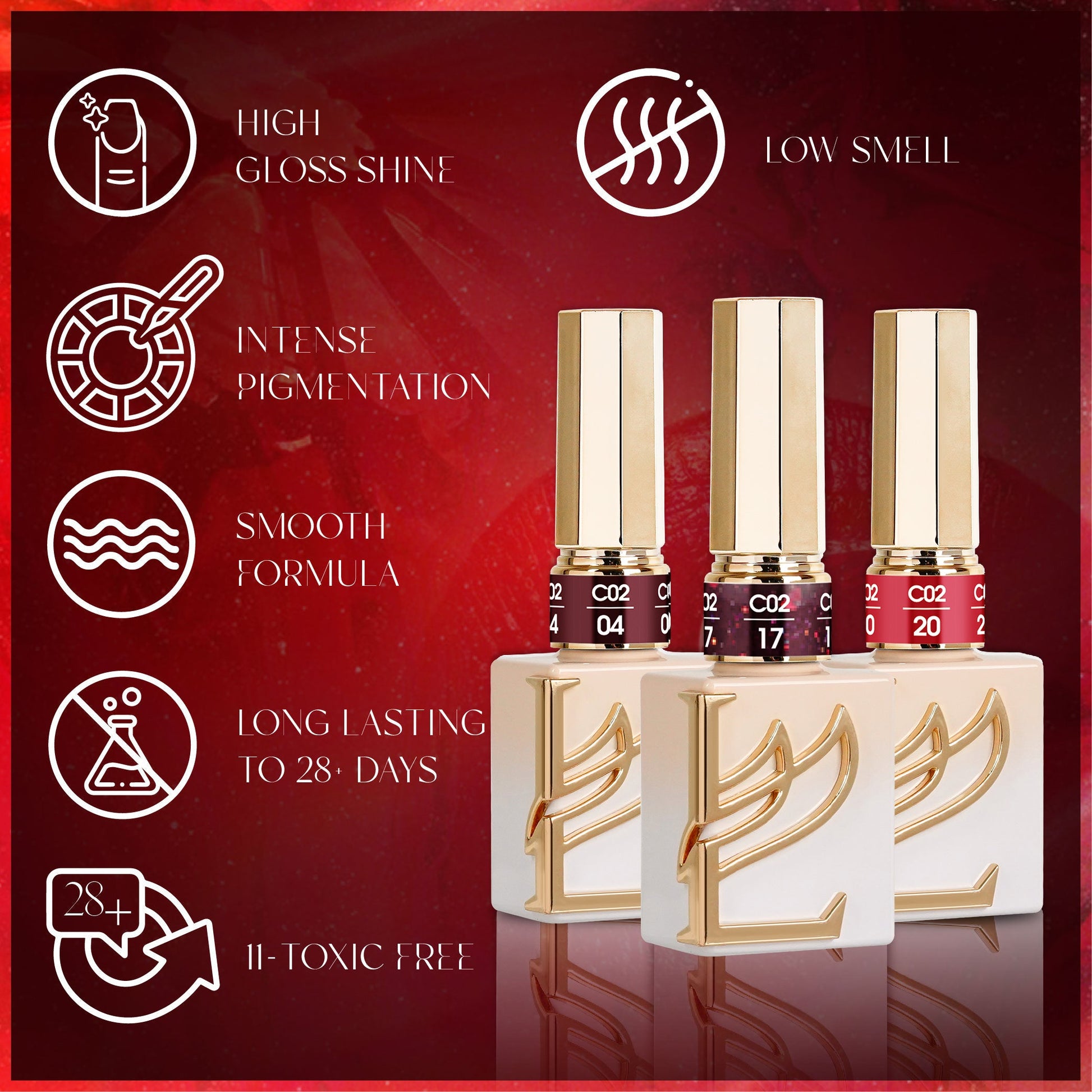 LAVIS C02 (Ver2) - 24 - Gel Polish 0.5 oz - Scarlet Bloom Collection