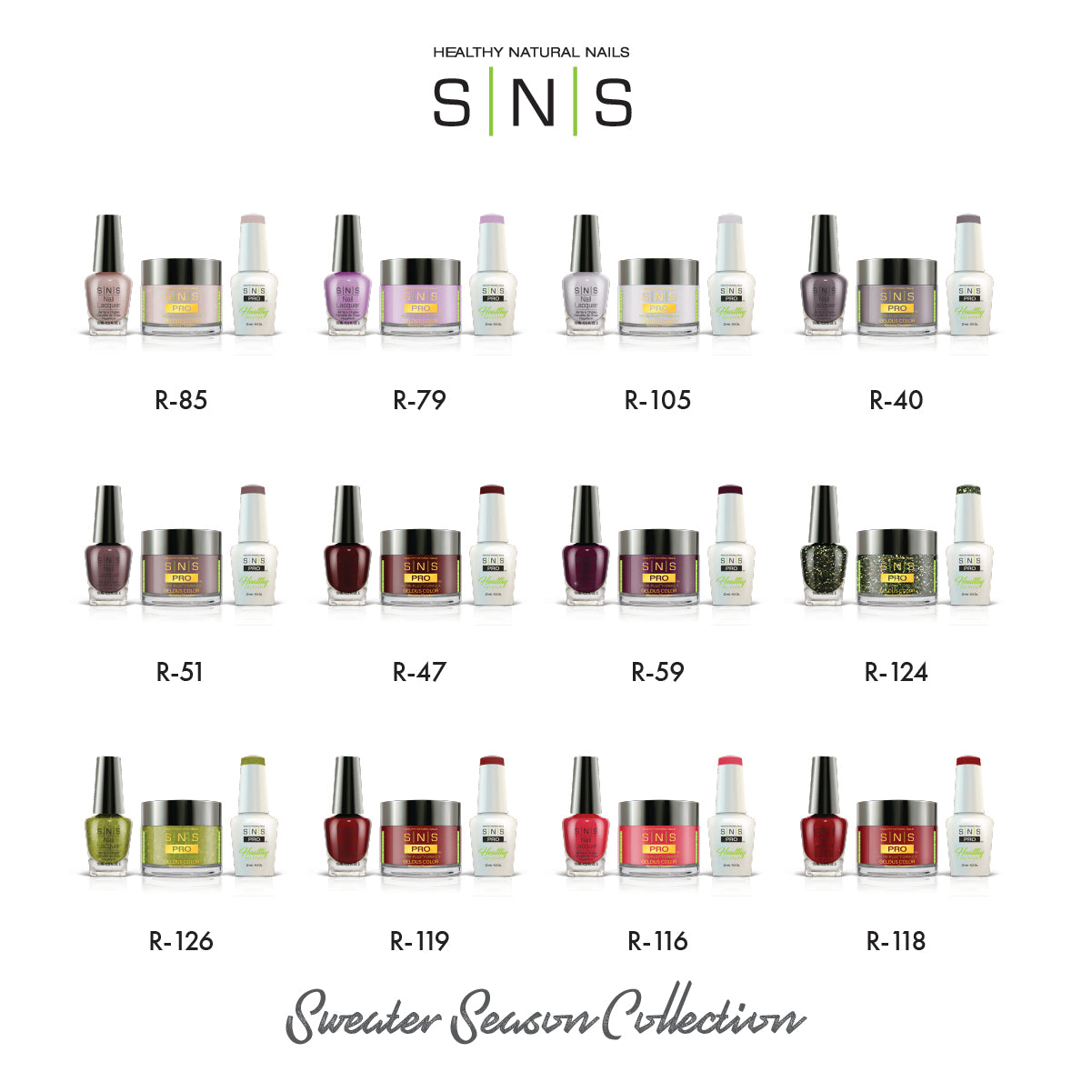 SNS Sweater Season - 12 Colors Collection - 4in1 by Signature Nail System SNS Nails USA