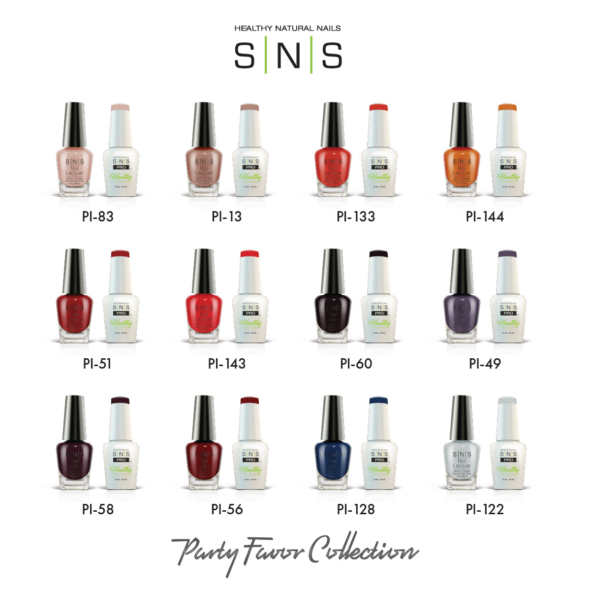 SNS Party Favor - 12 Colors Collection - Gel & Lacquer Duo by Signature Nail System SNS Nails USA