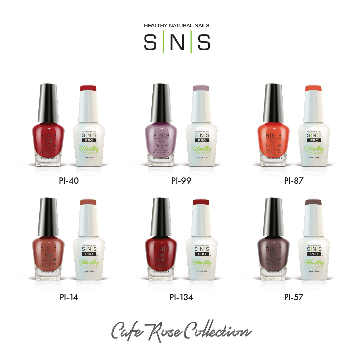 SNS Cafe Rose - 6 Colors Collection - Gel & Lacquer Duo by Signature Nail System SNS Nails USA