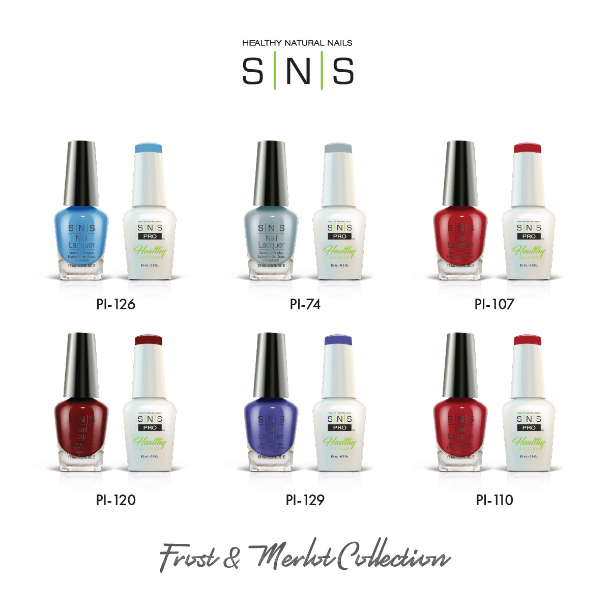 SNS Frost and Merlot - 6 Colors Collection - Gel & Lacquer Duo by Signature Nail System SNS Nails USA