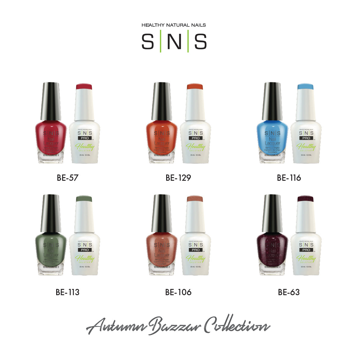 SNS Autumn Bazaar - 6 Colors Collection - Gel & Lacquer Duo by Signature Nail System SNS Nails USA