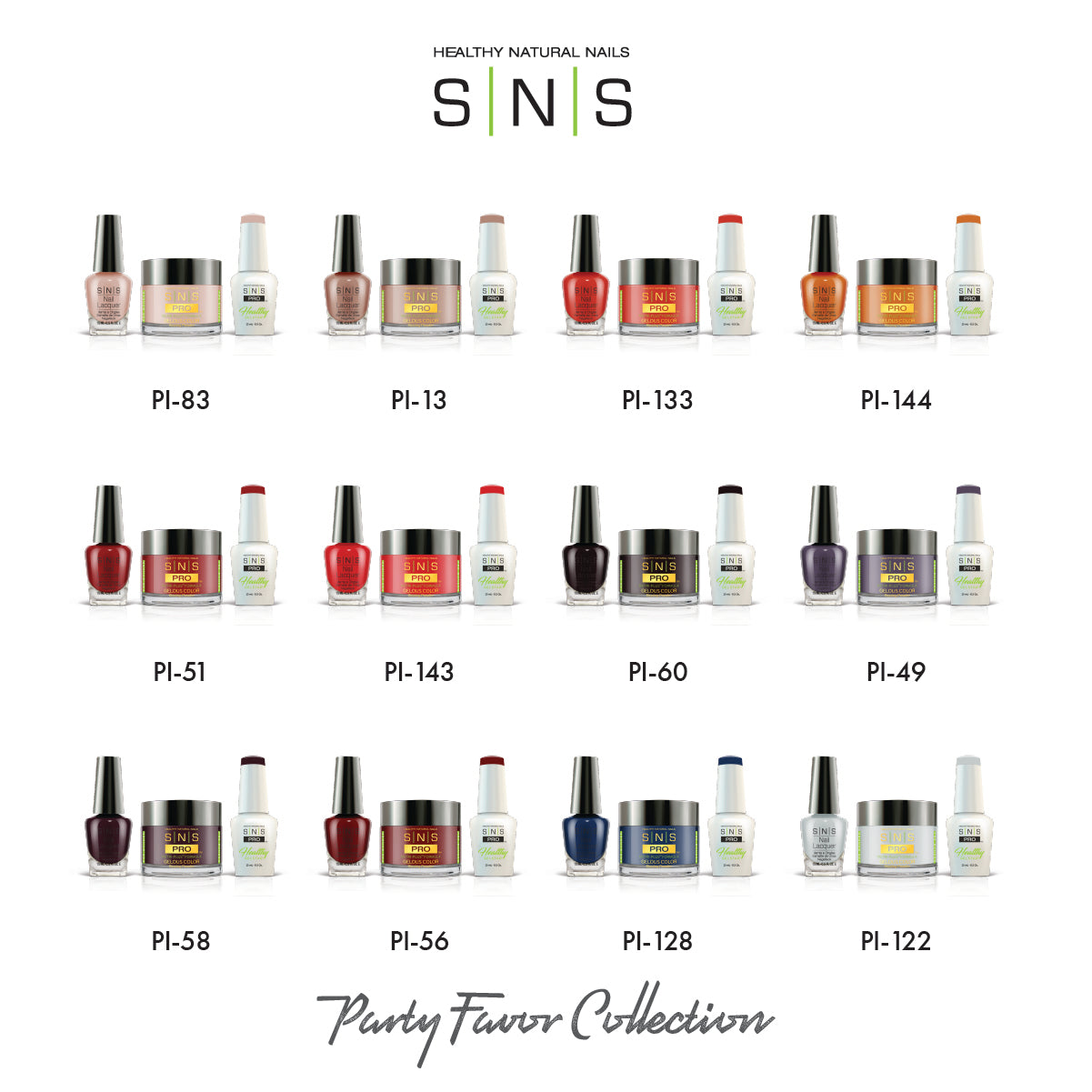 SNS Party Favor - 12 Colors Collection - 4in1 by Signature Nail System SNS Nails USA
