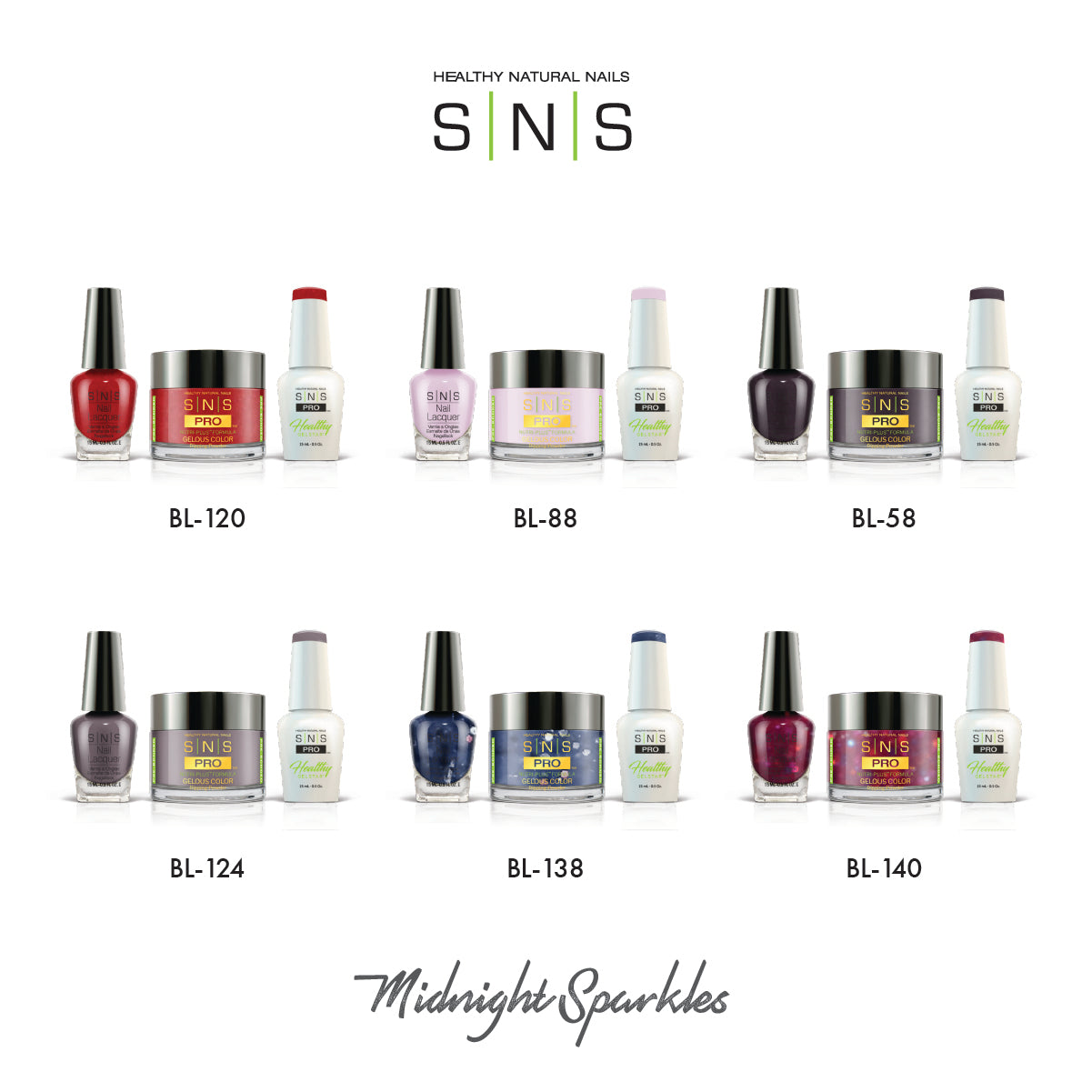 SNS Midnight Sparkles - 6 Colors Collection - 4in1 by Signature Nail System SNS Nails USA