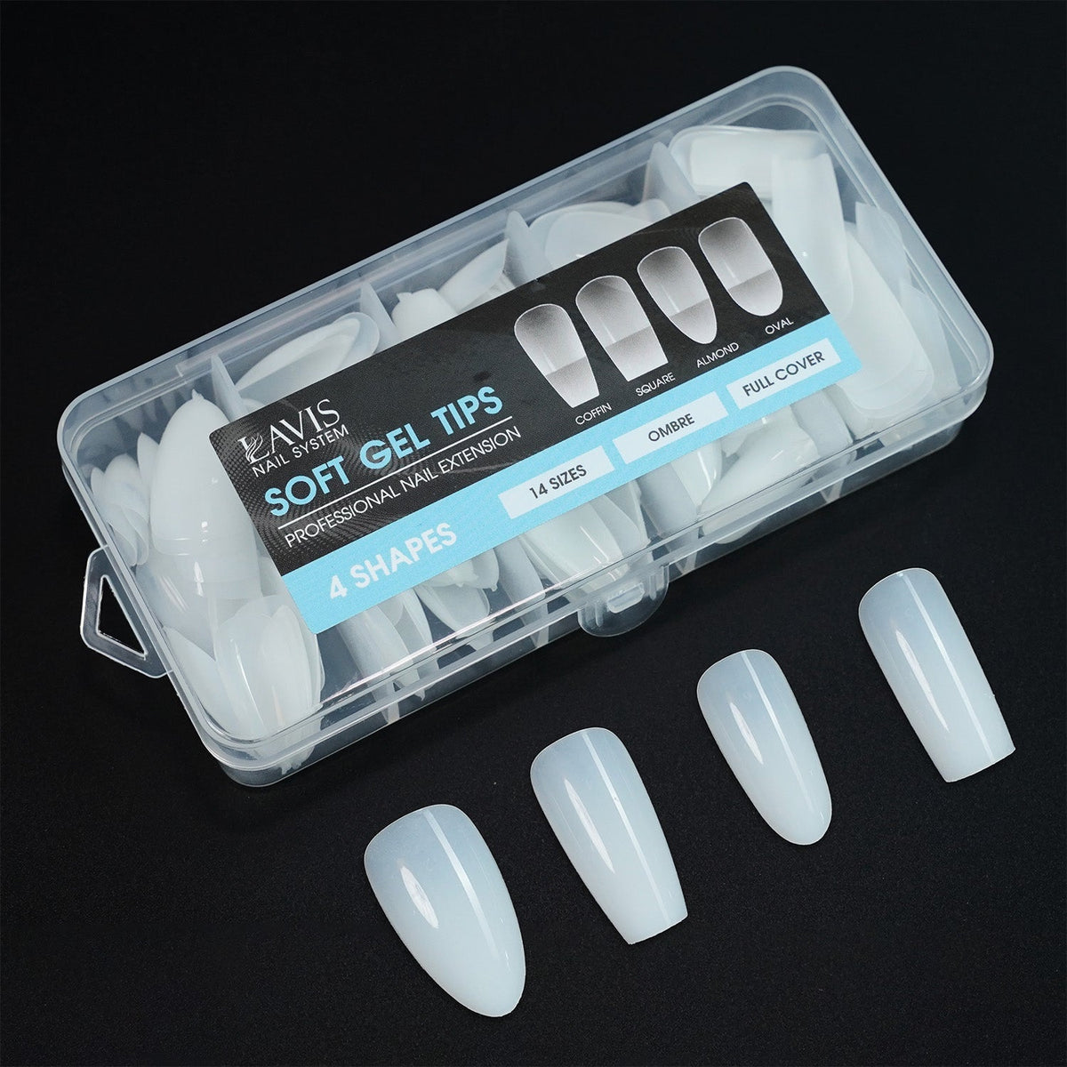 Lavis Soft Gel Tips, 4 Shapes Ombre Sampler, photo 1 of 1