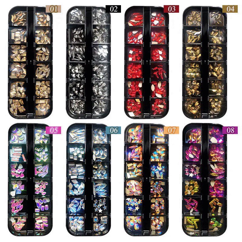 12 Grids Flatback Rhinestones SP0443-07-25 Pink AB