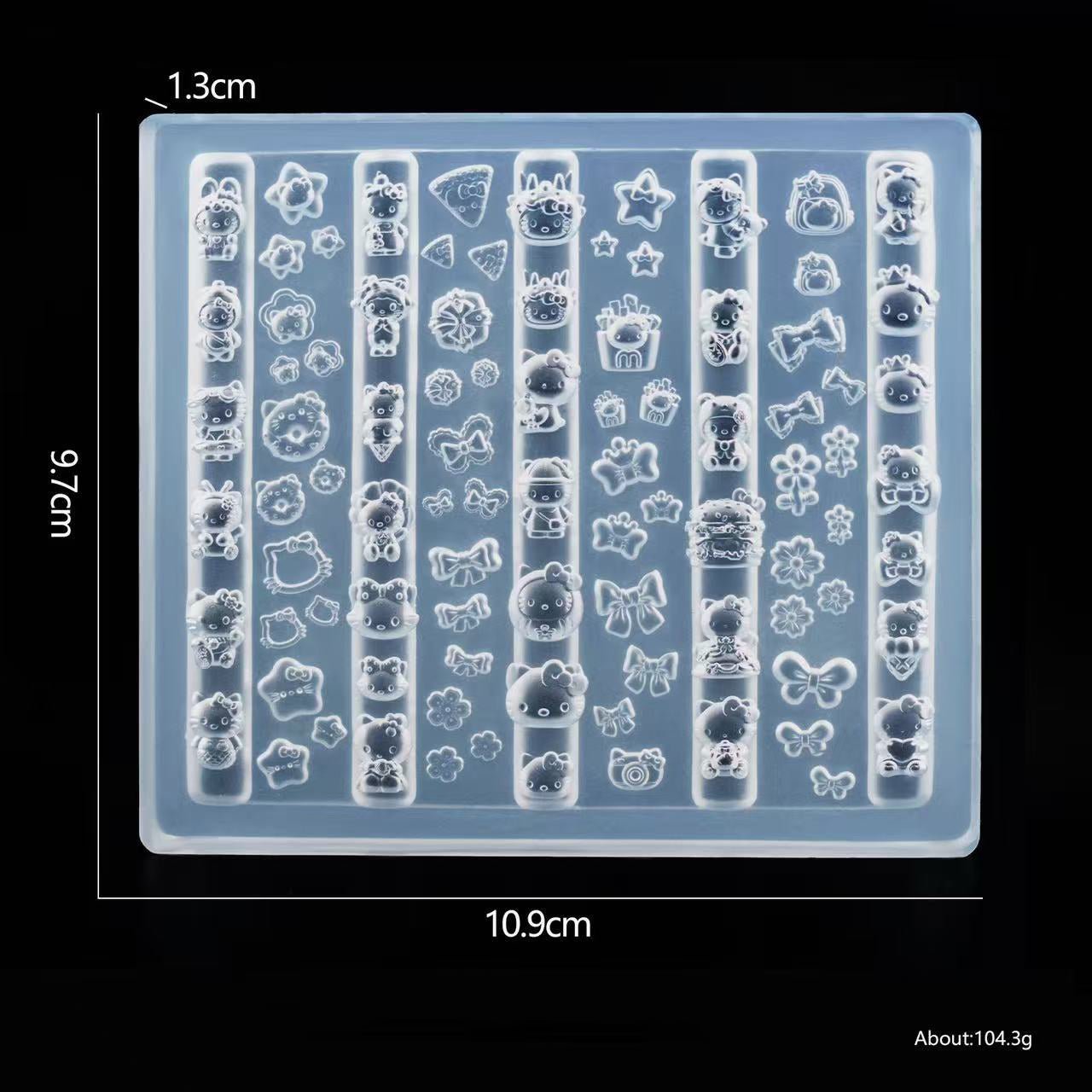 3D Nail Charm Mold 15 - Kitty & Assorted charms - DTK Nail Supply