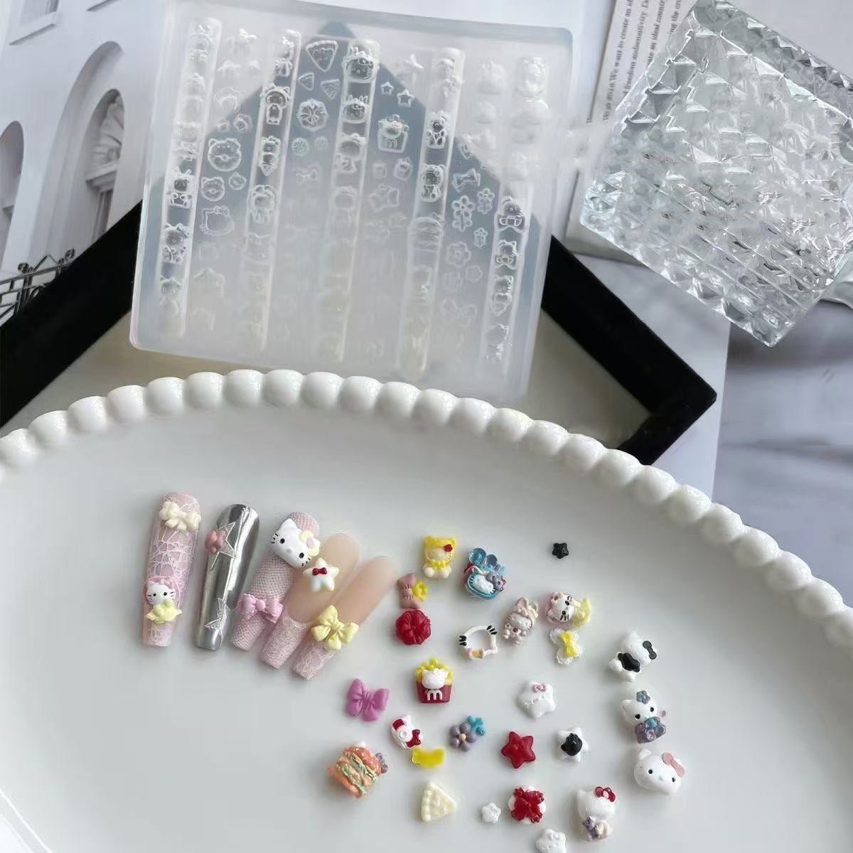 3D Nail Charm Mold 15 - Kitty & Assorted charms - DTK Nail Supply