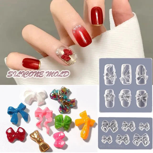 3D Nail Charm Mold 2 - Styled Bows - DTK Nail Supply