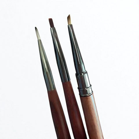 Nail Brush Acrylic Round Wood Handle