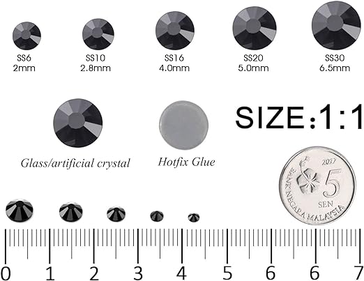 Crystal Rhinestones Gems for Nails Design Mix 6 Shapes Crystal Diamonds Stone Bling with Tweezers for Nail Art DIY Craft 04 - Jet Hematite