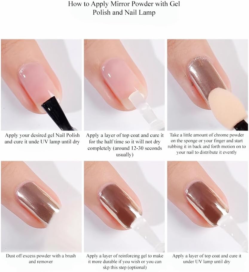 6 Grids of Mixed Nail Art - Chrome & Foil - 1909-38 - #1 - Metal