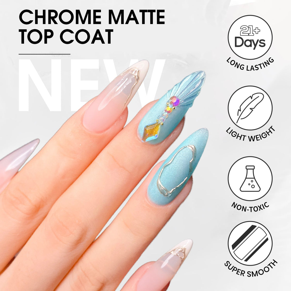 LAVIS Chrome Matte Top - 0.5 oz (New)