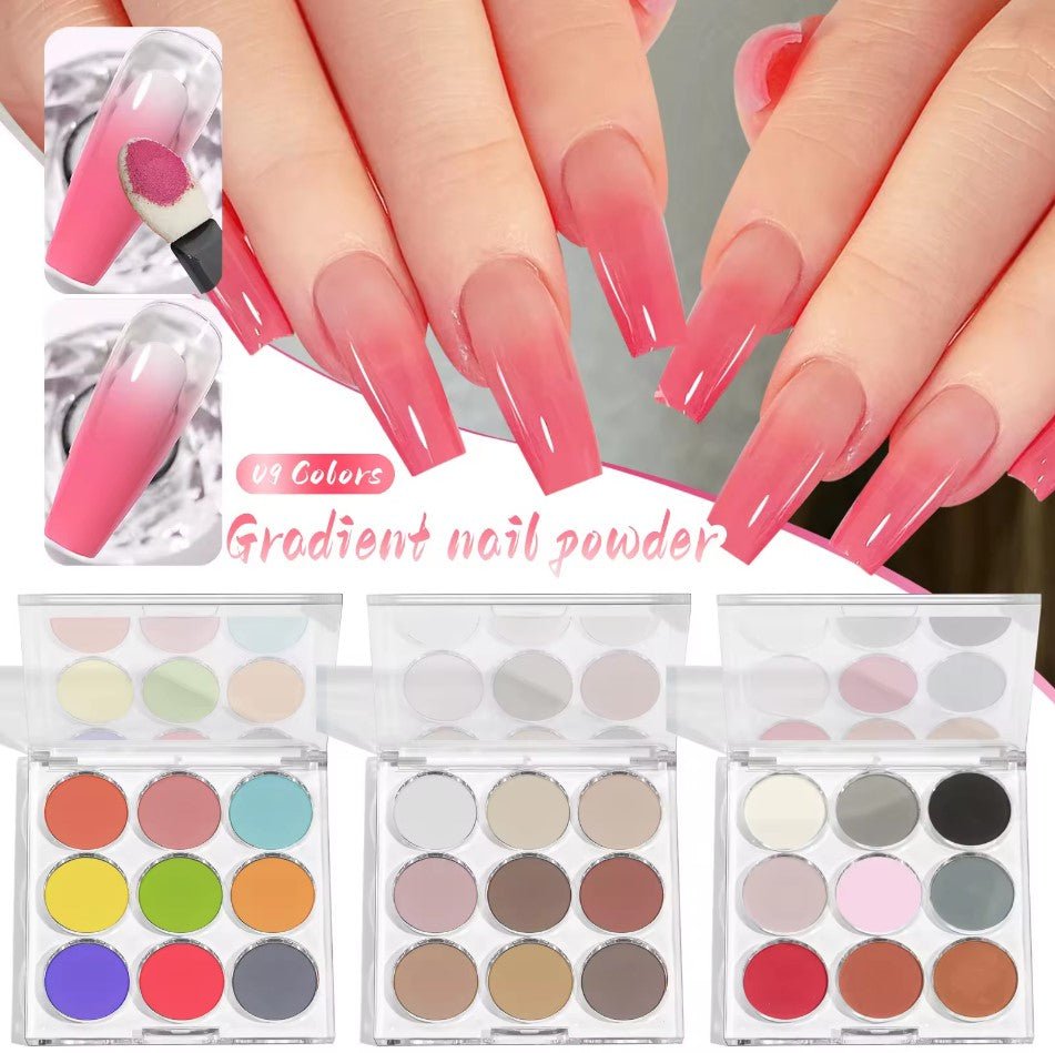 9 Colors Gradient Nail Powder 001 Lucky Charm - DTK Nail Supply