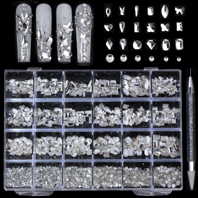 24 Grids Luxury Rhinestones Kit #01 - Clear (PCS)