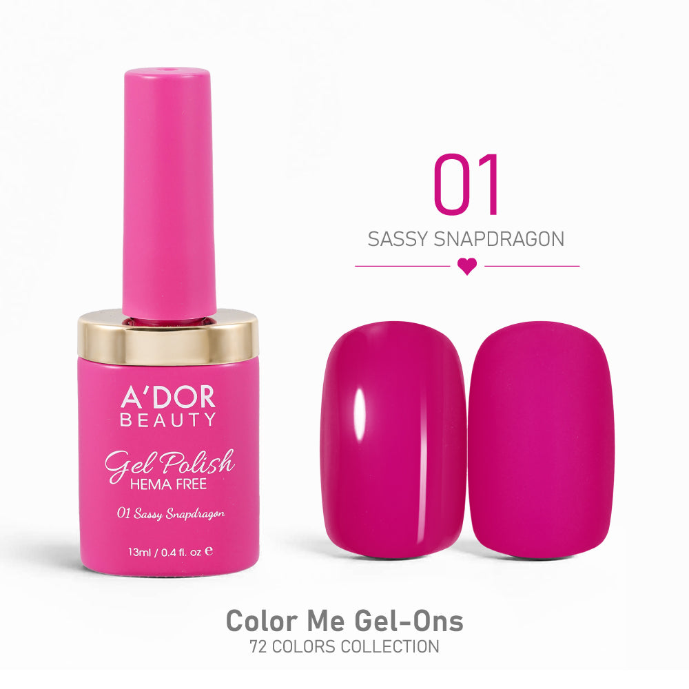 A'DOR HEMA-Free Gel Polish - 01 - Sassy Snapdragon - 0.4 oz - Color Me Gel-Ons Collection