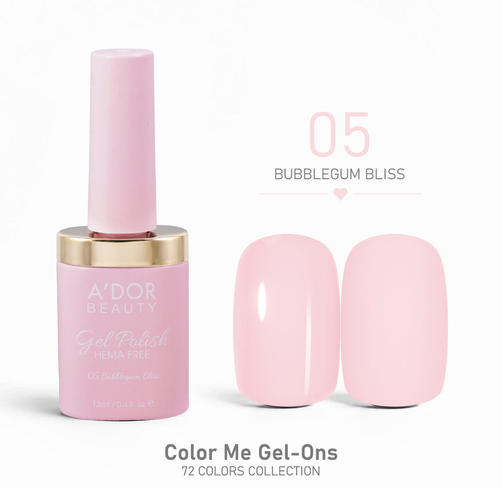 A'DOR HEMA-Free Gel Polish - 05 - Bubblegum Bliss - 0.4 oz - Color Me Gel-Ons Collection