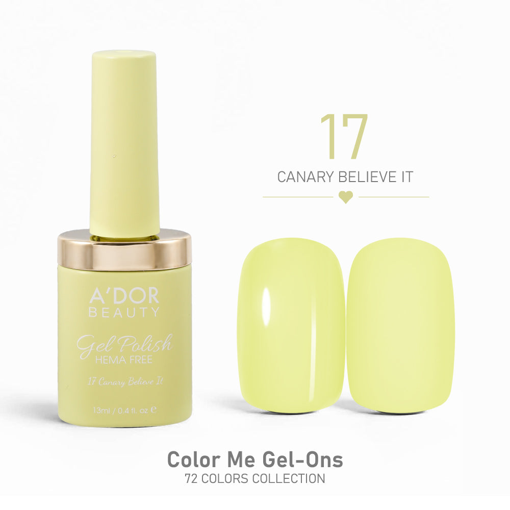 A'DOR HEMA-Free Gel Polish - 17 - Canary Believe It - 0.4 oz - Color Me Gel-Ons Collection