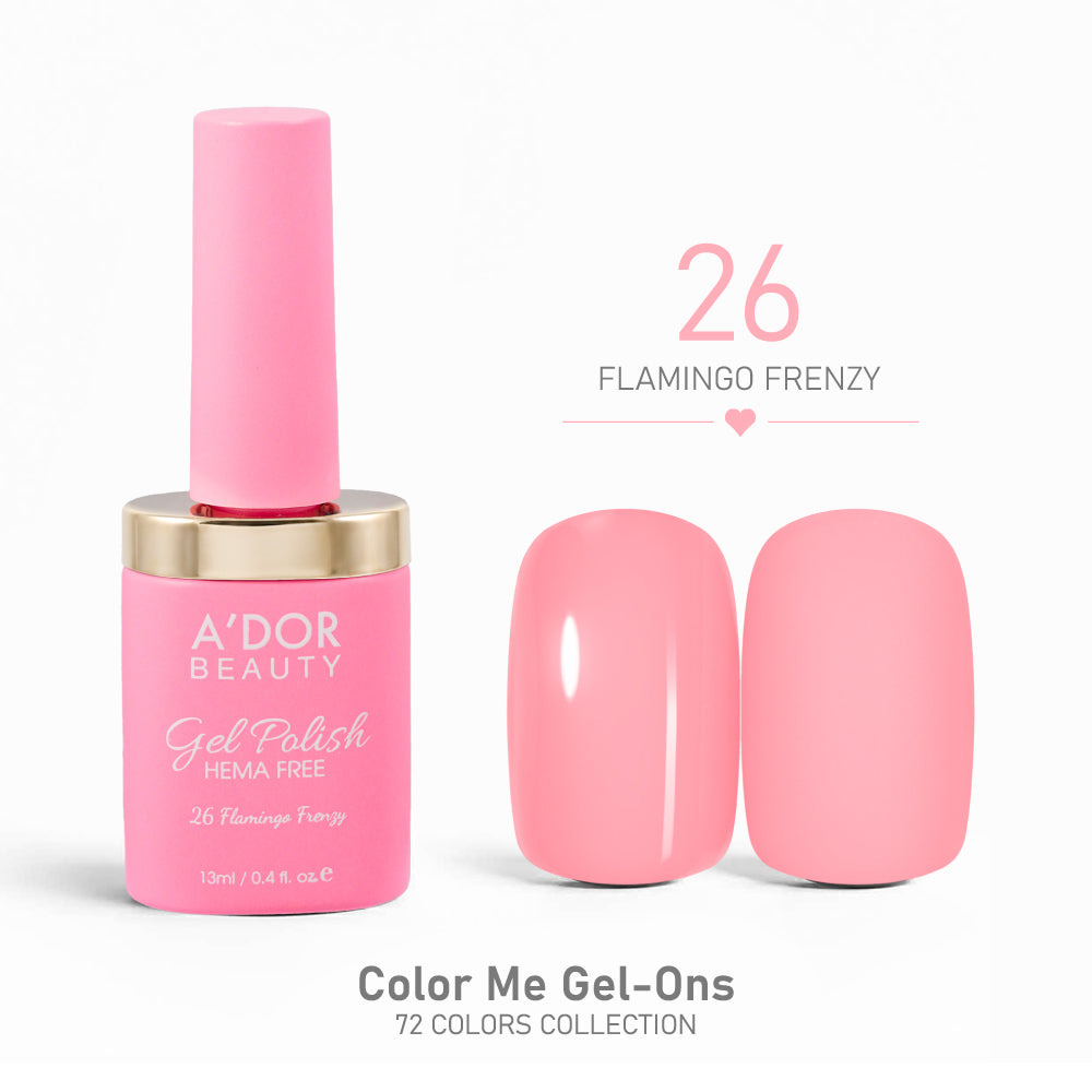 A'DOR HEMA-Free Gel Polish - 26 - Flamingo Frenzy - 0.4 oz - Color Me Gel-Ons Collection