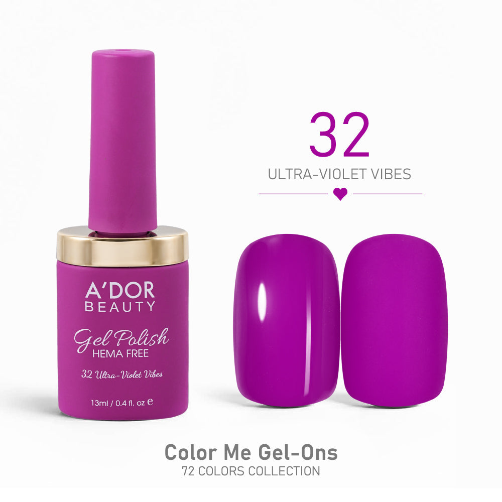A'DOR HEMA-Free Gel Polish - 32 - Ultra-Violet Vibes - 0.4 oz - Color Me Gel-Ons Collection