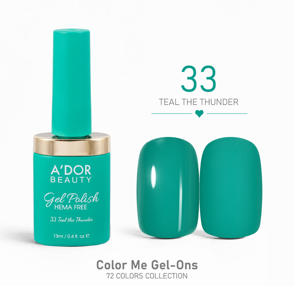 A'DOR HEMA-Free Gel Polish - 33 - Teal the Thunder - 0.4 oz - Color Me Gel-Ons Collection