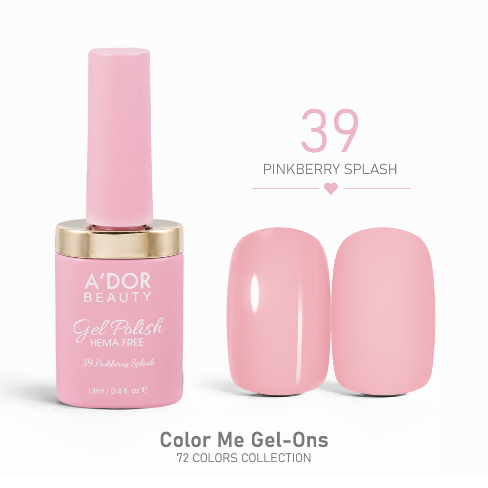 A'DOR HEMA-Free Gel Polish - 39 - Pinkberry Splash - 0.4 oz - Color Me Gel-Ons Collection
