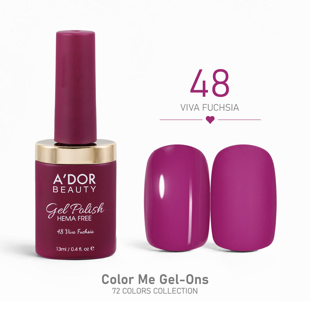 A'DOR HEMA-Free Gel Polish - 48 - Viva Fuchsia - 0.4 oz - Color Me Gel-Ons Collection